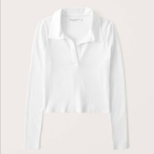Long-Sleeve Ribbed Polo Top - Abercrombie